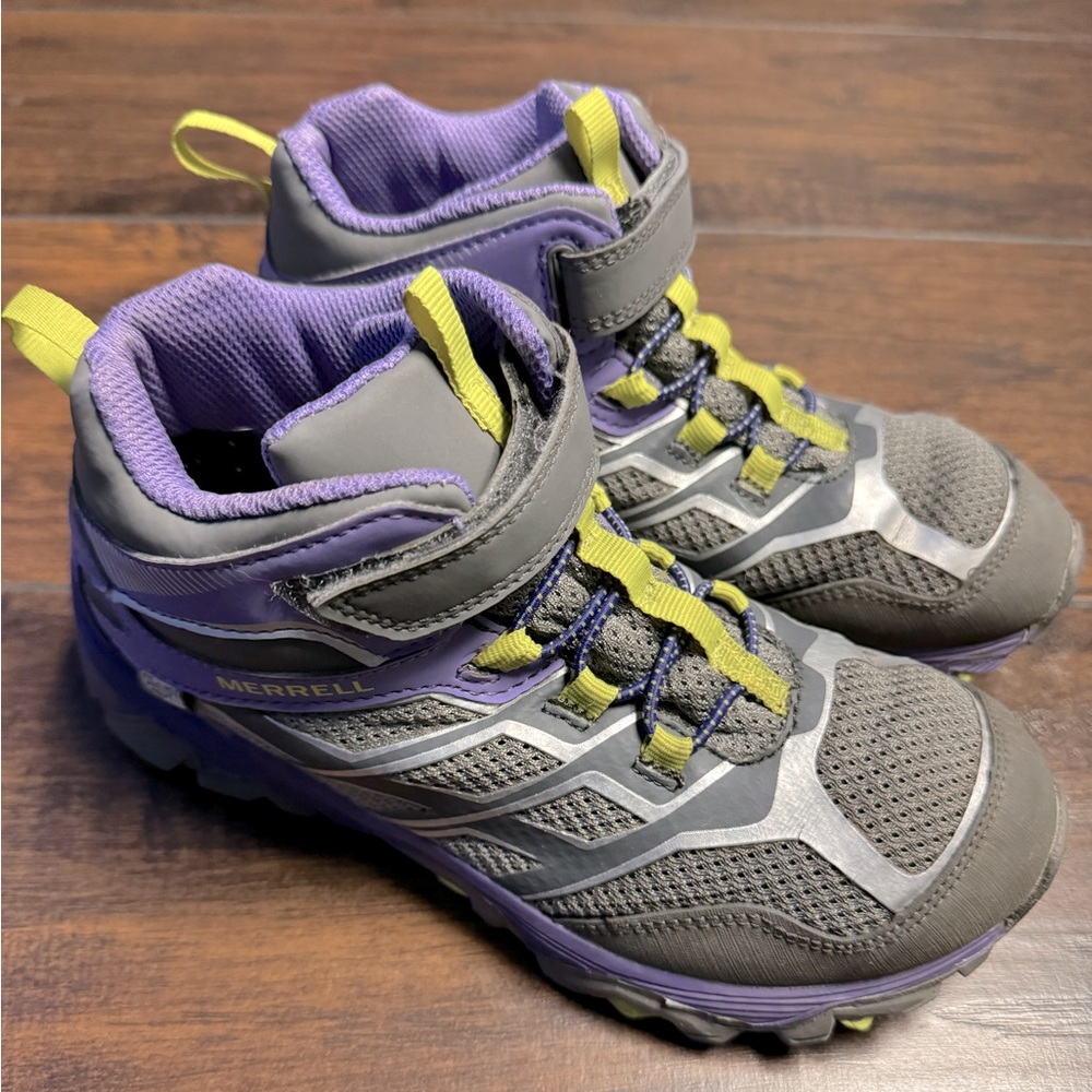 Merrill Moab FST Mid Waterproof Hiking Boots Girls Size 3Y Hook & Loop Strap